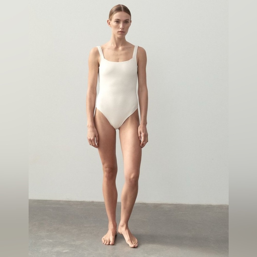 Elegant Cream One Piece Swimsuit with Textured Design